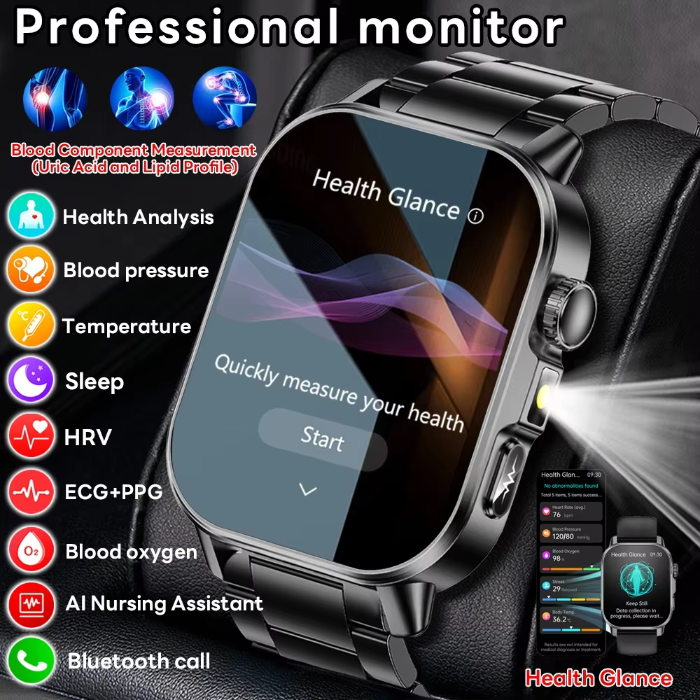 2026 New Model Uric Acid & Lipid Health Analysis Smart Watch